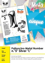 PALLONCINO MYLAR NUMERO 5 ARGENTO 120CM