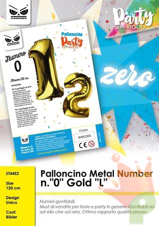 PALLONCINO MYLAR NUMERO 0 ORO 120CM