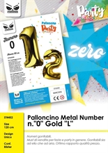 PALLONCINO MYLAR NUMERO 0 ORO 120CM