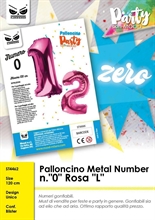 PALLONCINO MYLAR NUMERO 0 ROSA 120CM