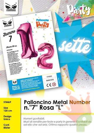 PALLONCINO MYLAR NUMERO 7 ROSA 120CM