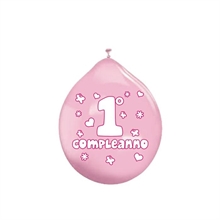 PALLONCINI 10INCH 26CM PRIMO COMPLEANNO ROSA 20PZ