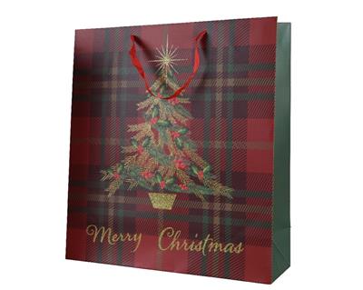 BUSTA REGALO NATALIZIA MERRY CHRISTMAS SCOZZESE H48X42X16 CM