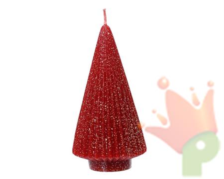 CANDELA FORMA ALBERO ROSSO GLITTER H.17X8,5 CM