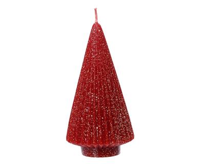 CANDELA FORMA ALBERO ROSSO GLITTER H.17X8,5 CM