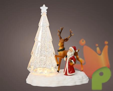 ALBERO DI NATALE LED CON NEVE IN MOVIMENTO BABBO NATALE E RENNA