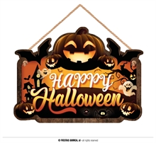 TARGA IN LEGNO HAPPY HALLOWEEN 35X20 CM