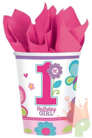 BICCHIERI 266ML 1°COMPLEANNO SWEET BIRTHDAY 8PZ