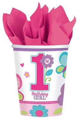 BICCHIERI 266ML 1°COMPLEANNO SWEET BIRTHDAY 8PZ