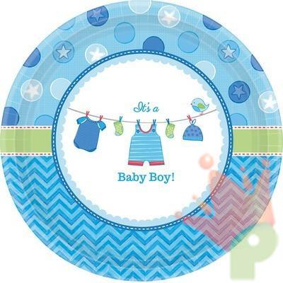 PIATTO 18CM BABY SHOWER LOVE BOY VESTITINI 8PZ