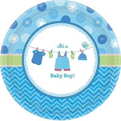 PIATTO 18CM BABY SHOWER LOVE BOY VESTITINI 8PZ