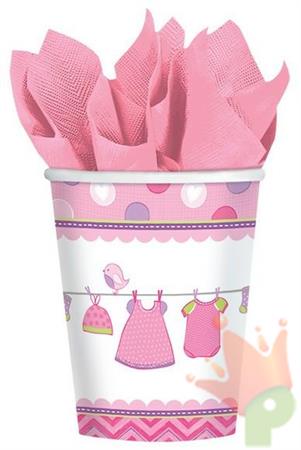 BICCHIERI 266ML BABY SHOWER LOVE GIRL VESTITINI 8PZ