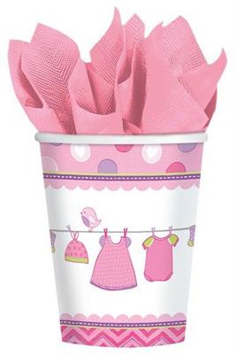 BICCHIERI 266ML BABY SHOWER LOVE GIRL VESTITINI 8PZ