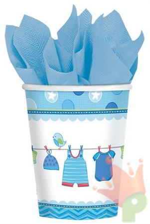 BICCHIERI 266ML BABY SHOWER LOVE BOY VESTITINI 8PZ