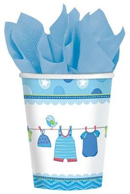 BICCHIERI 266ML BABY SHOWER LOVE BOY VESTITINI 8PZ