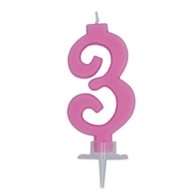 CANDELINA NUMERO 3 CERA ITALIC ROSA 7CM