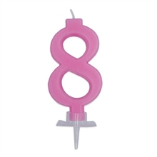 CANDELINA NUMERO 8 CERA ITALIC ROSA 7CM