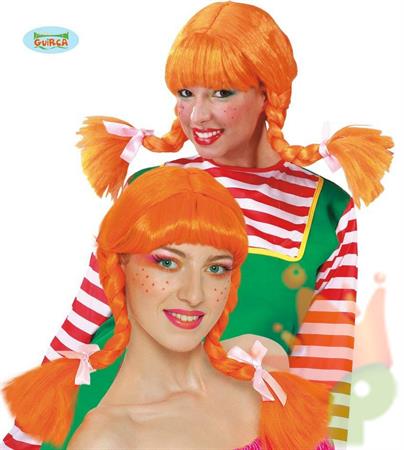 PARRUCCA CON TRECCE ARANCIONE PIPPI