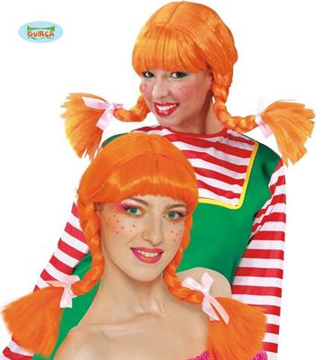 PARRUCCA CON TRECCE ARANCIONE PIPPI