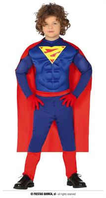 COSTUME SUPER EROE MUSCOLOSO BAMBINO 5-6 ANNI