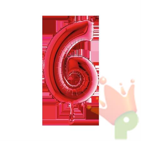 PALLONCINO MYLAR NUMERO 6 MEDIO 14INCH 36CM ROSSO 5PZ