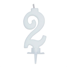 CANDELINA NUMERO 2 CERA ITALIC BIANCO 7CM