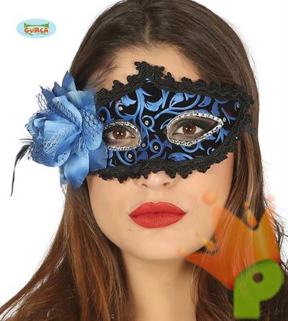 MASCHERA BLU CON PIUMA