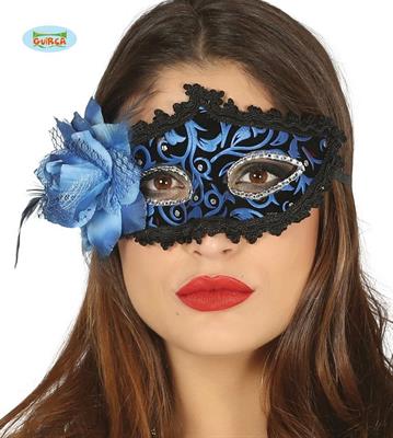 MASCHERA BLU CON PIUMA