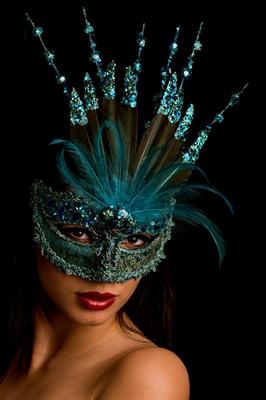 MASCHERA TURCHESE IN TESSUTO CON PAILLETTES