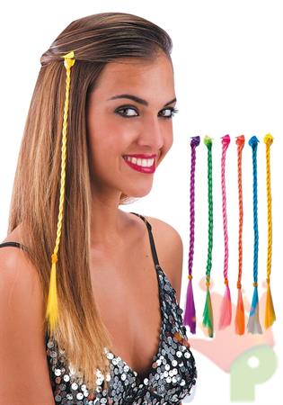 TRECCINA CON CLIP 35CM COLORI ASSORTITI 6PZ