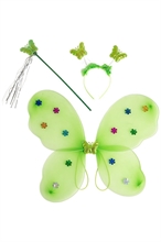 SET FARFALLA VERDE ALI + CERCHIETTO + BACCHETTA