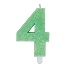 CANDELINA NUMERO 4 DI CERA SWEETY VERDE GLITTER 9CM