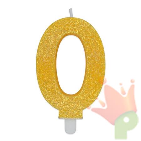 CANDELINA NUMERO 0 DI CERA SWEETY GIALLO GLITTER 9CM