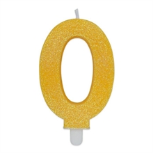 CANDELINA NUMERO 0 DI CERA SWEETY GIALLO GLITTER 9CM