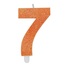 CANDELINA NUMERO 7 DI CERA SWEETY ARANCIO GLITTER 9CM