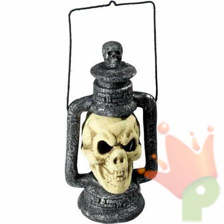 SKULL LANTERN WITH 3 LED COLOURS 420MM