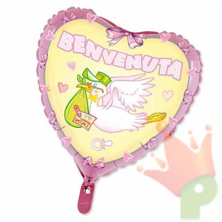 PALLONCINO MYLAR CUORE BENVENUTA 80 CM