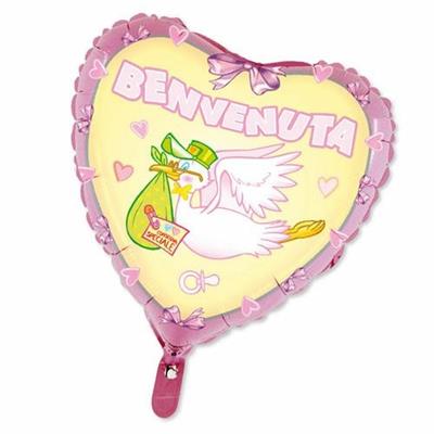 PALLONCINO MYLAR CUORE BENVENUTA 80 CM