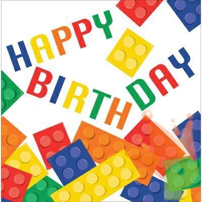 Tovagliolo 33x33cm Happy Birthday Block Party 16PZ